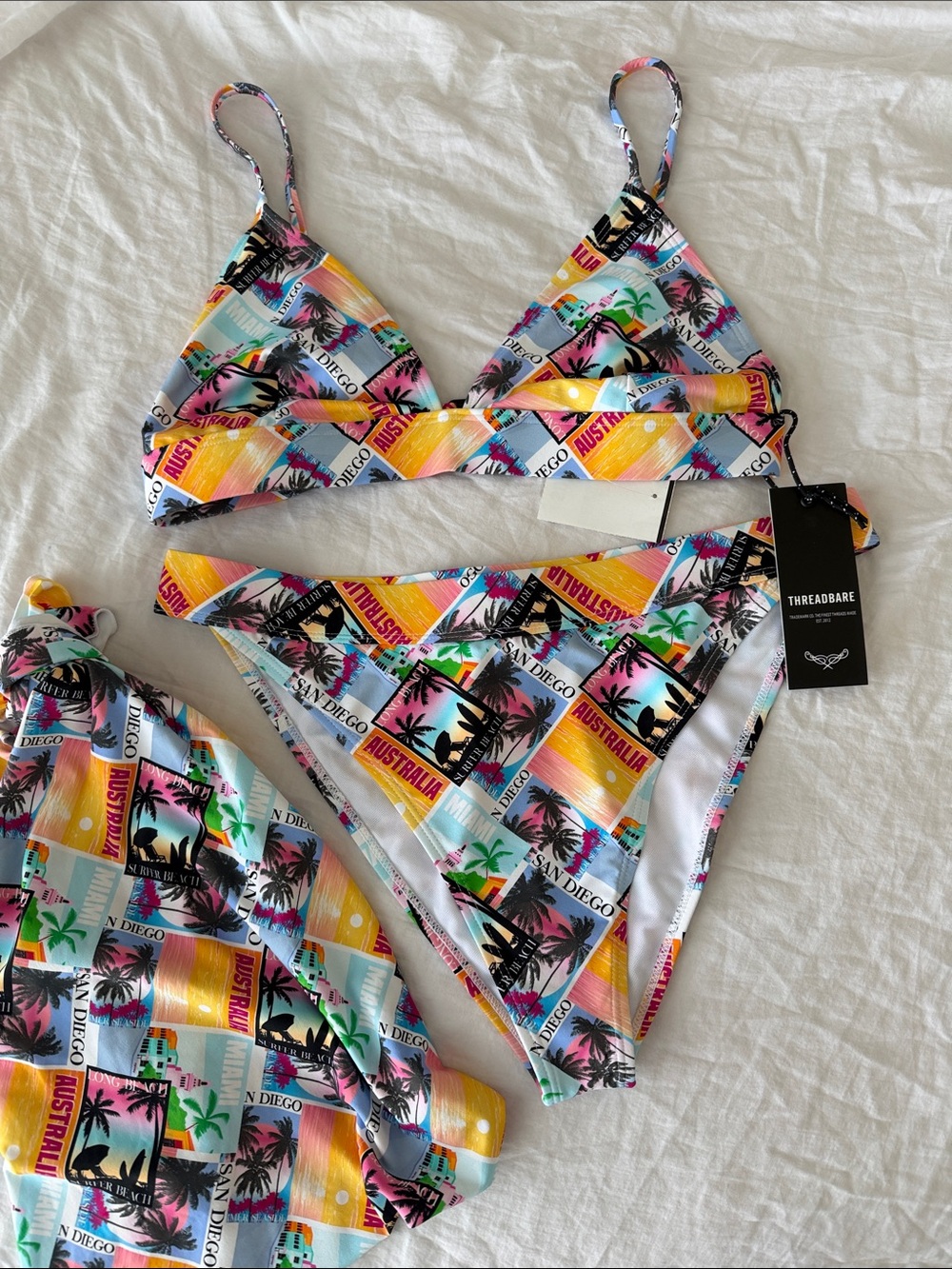 Threadbare Multicolor Graphic Triangle Bikini - Picture 2 of 12